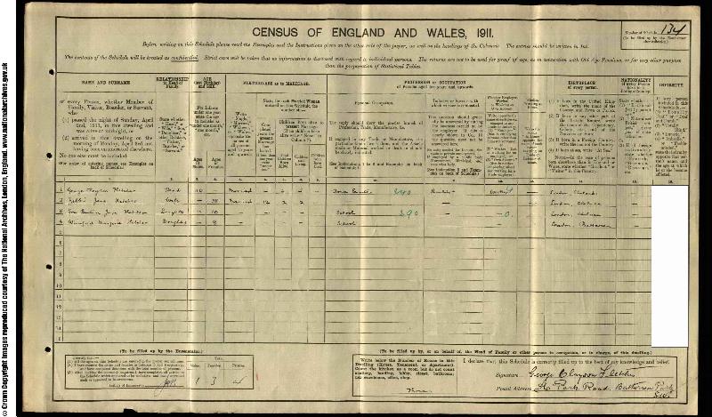 Fletcher (George Clayson) 1911 Census